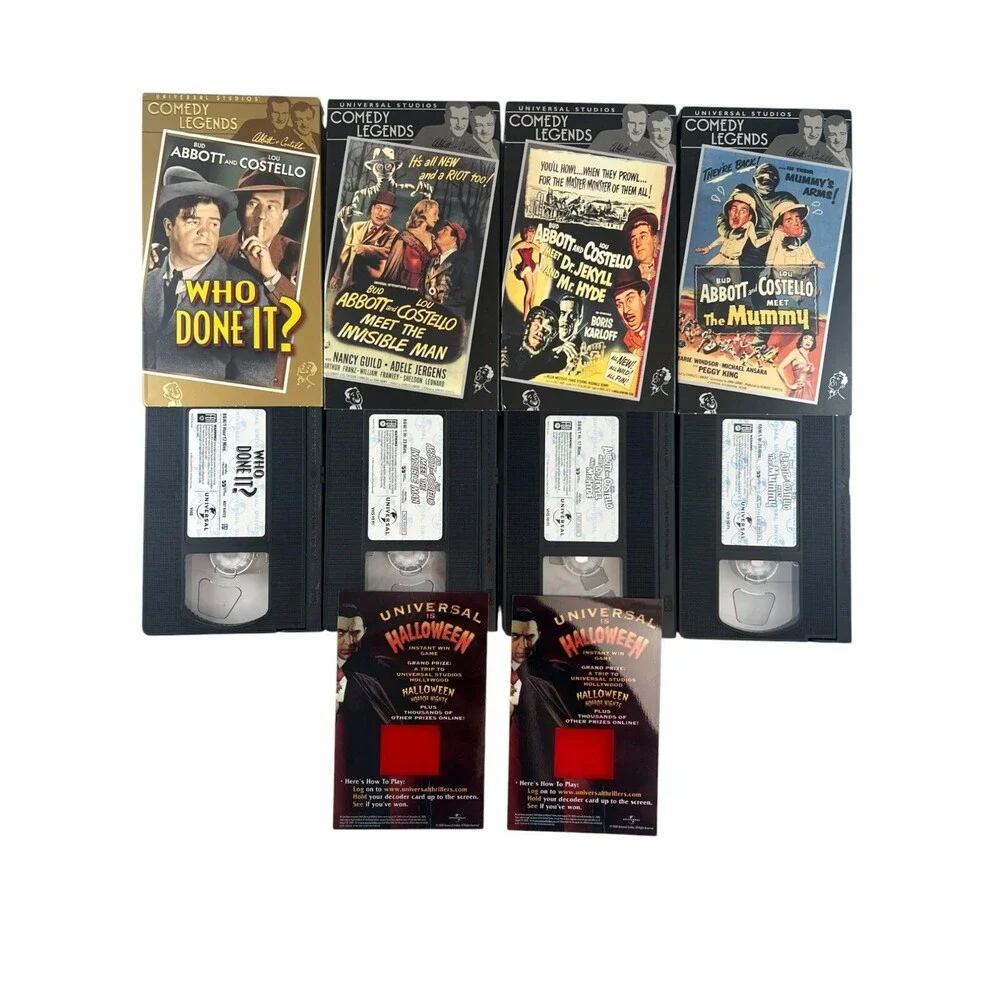ABBOTT AND COSTELLO Lot of 4 VHS Tapes Comedy Legends 5.5 Hours TESTED